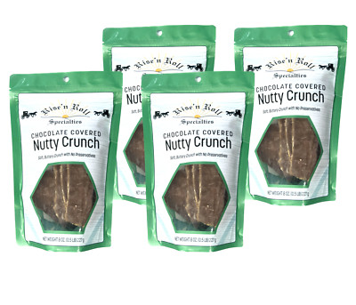 4 Pack Rise'n Roll Amish Bakery Chocolate Covered Nutty Crunch 8oz Bag Indiana