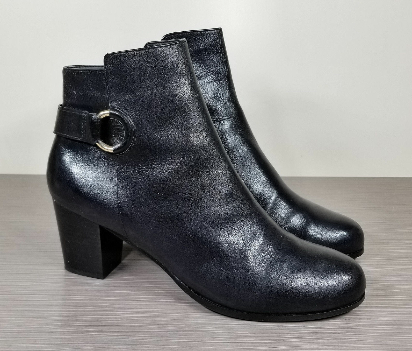 Cole Haan Bailey Block Heel Bootie, Black Leather, Womens Size 8.5