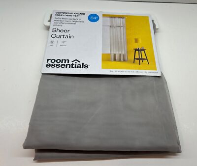 Room Essentials Sheer Voile Window Curtain 1 Panel Gray 60''W x 84''L