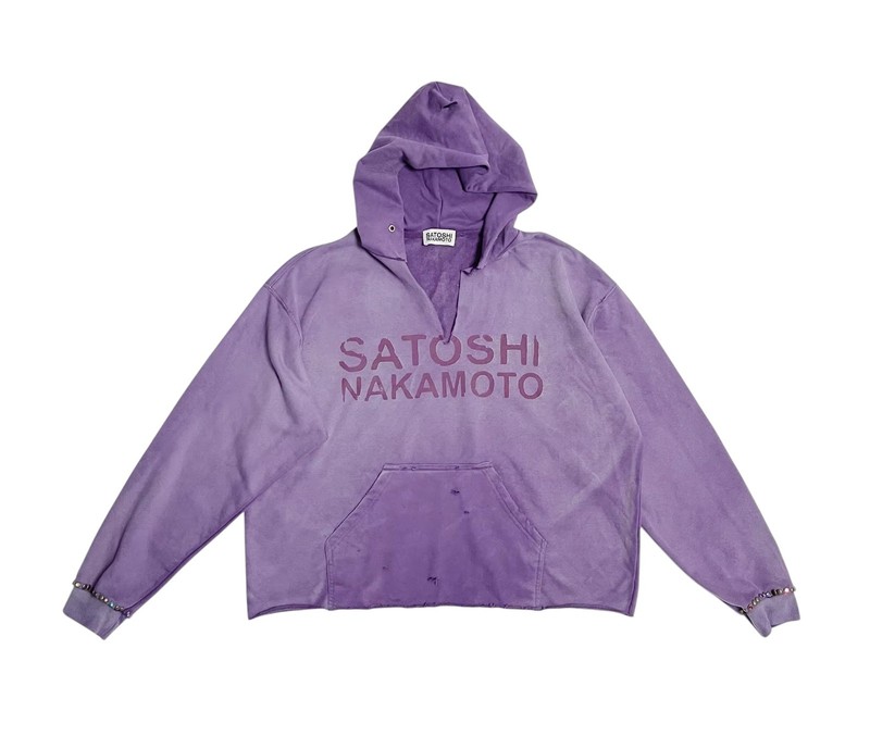 Satoshi Nakamoto Destructo Hoodie 'Purple' Men's Distressed Hooded Pullovers