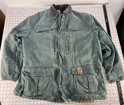 Vintage Carhartt Jacket C10HTG Mens XL Green Blanket Lined Chore Workwear USA