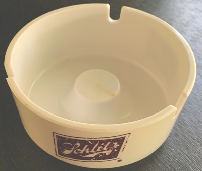Vintage BROOKPARK 6 1601 Schlitz White Plastic Ashtray 3.75  Cigarette