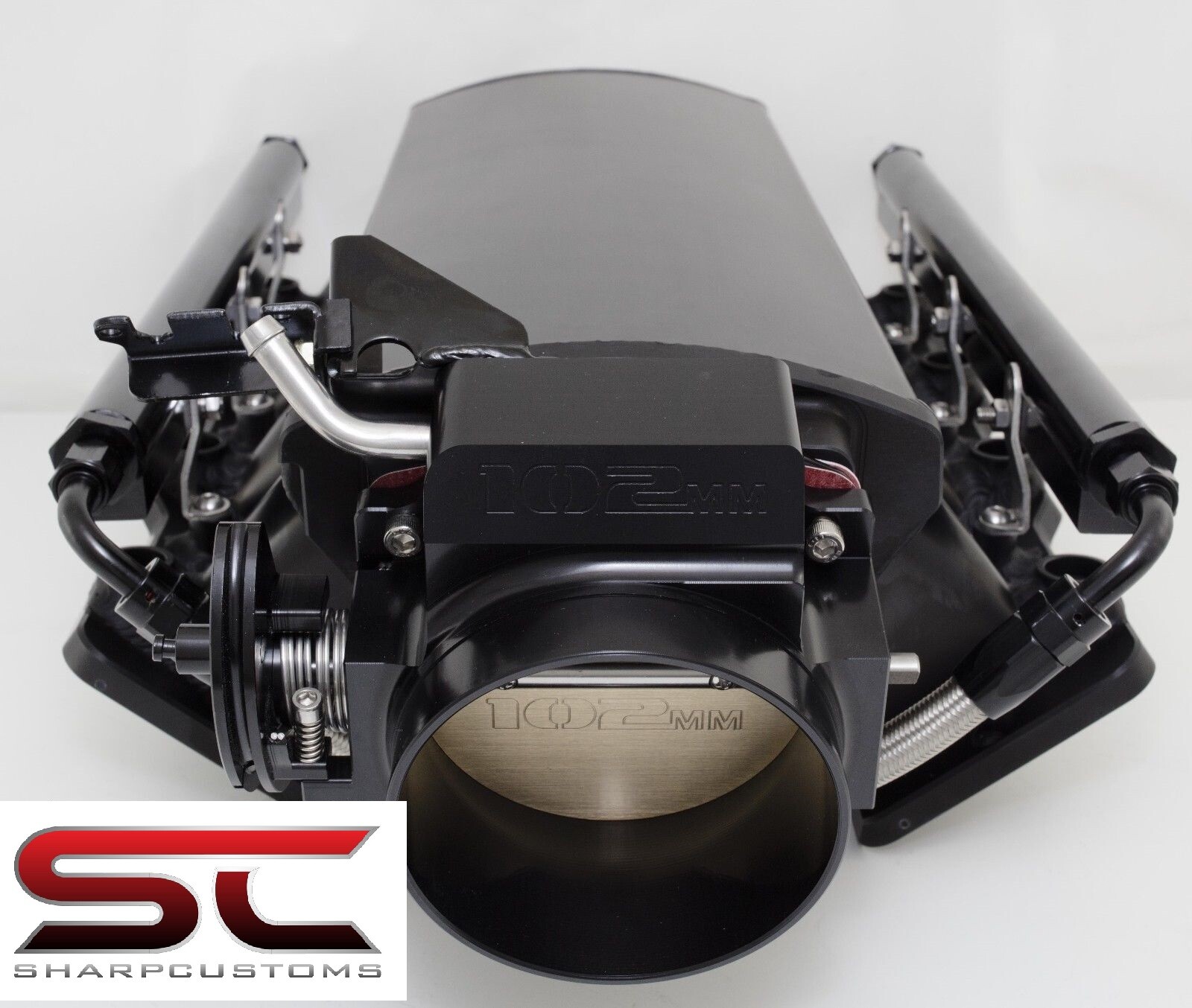 BLACK LOW 102mm Welded LS1 Intake Manifold Fuel Rails Throttle Body