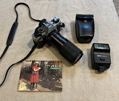 Canon AE-1 Program Camera 55m Lens Manual & Speed lite 188A Works Read Listing