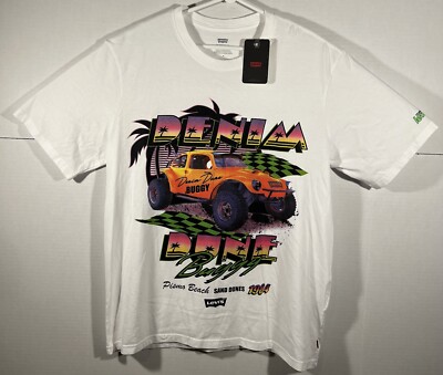 Levi s Denim Buggy Pisma Beach Sand Dunes 1984 Graphic T Shirt White Medium 