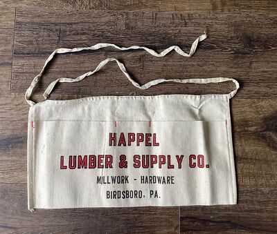 NOS Happel Lumber Birdsboro PA Hardware Store Cloth Nail Aprons 1950s Free Ship