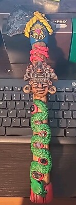 Aztec Mayan 15'' Axe Knife Folk Art Goddess Deity Sacrificial Obsidian Rain Stick