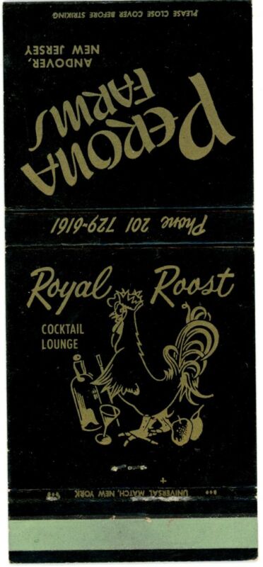 Peroma Farms Restaurant, Royal Roast Cocktail Lounge, NJ Vintage Matchbook Cover