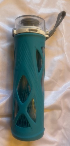 ZULU Atlas Glass Water Bottle With Silicone Sleeve 20oz Teal BPA Free