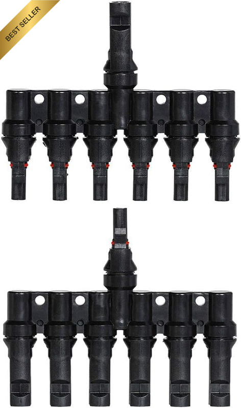 T Branch Connector,1 Pair Male Female 1 to 6 Solar Panel Cable Connectors Photov