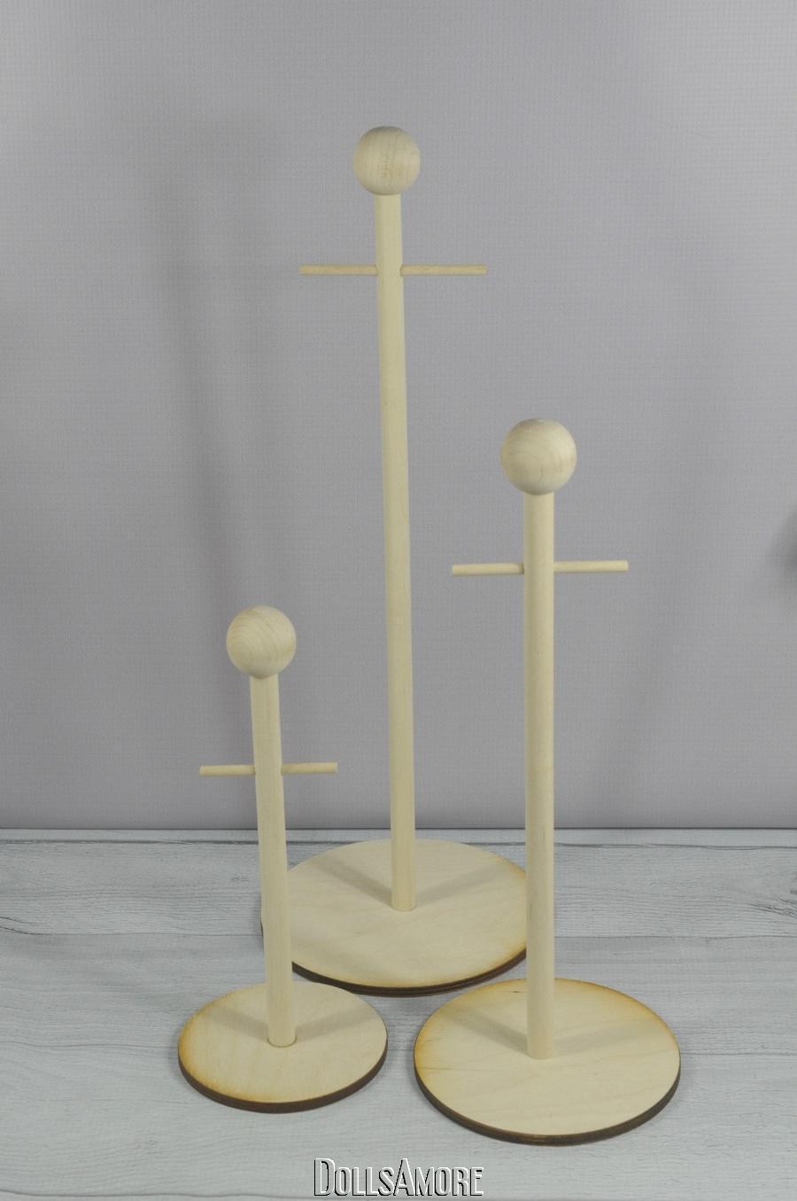 WOODEN DOLL CLOTHING & HAT DISPLAY STAND SMALL