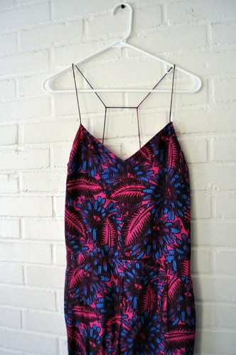 J. Crew Hot Pink Purple Pantsuit Spaghetti Straps Pockets Midnight Floral SILK 0