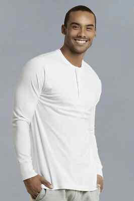 New Mens Henley Shirt T-shirts shirts Long Sleeve Cotton Pullover Comfy Button