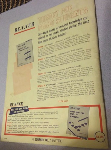 BENNER Theory for Piano Students Book 2  (G. Schirmer, 1963)