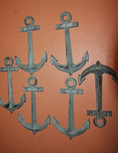 (6), Anchor Gift Set of 6 Cast Iron Anchor Wall Plaques, 7 1/2" each, N-42