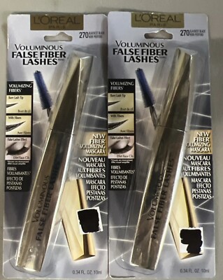 L'Oreal Voluminous False Fiber Lashes Mascara Blackest Black 270 2pcs New Sealed