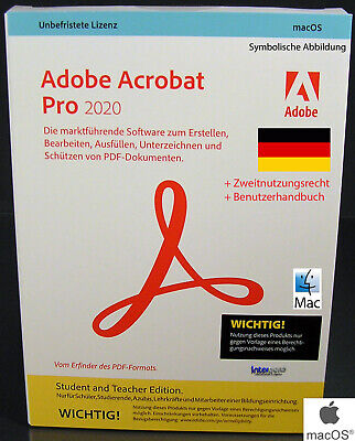 Adobe Acrobat Pro 2020 Vollversion CD + Handbuch Mac Student and Teacher NEU