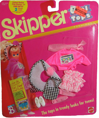 MATTEL BARBIE 1989 ''COOL TOPS'' TRENDY TEEN FASHION OUTFIT FOR SKIPPER #9088 MOC