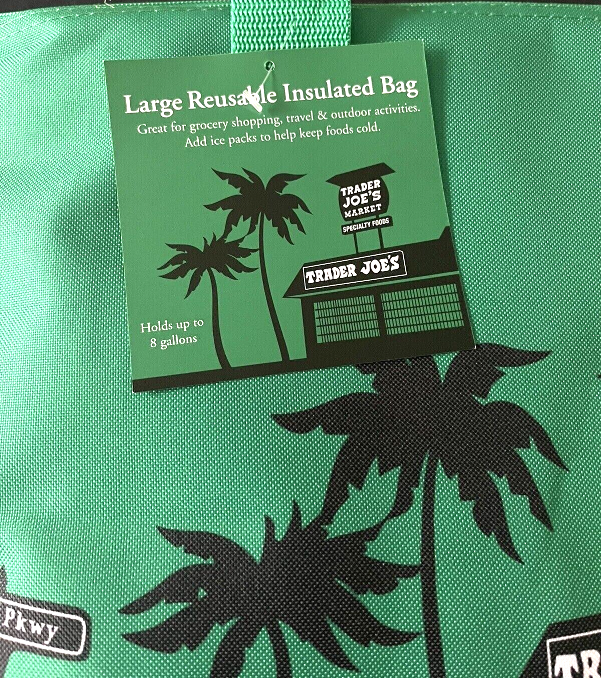 Trader Joe's Green Insulated XL Cooler Tote Reusable Shopping Bag NEW Spring