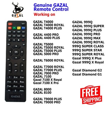 Gazal Receiver Remote Control Genuine working on 4000, 7000, 7100, 8000, 9000