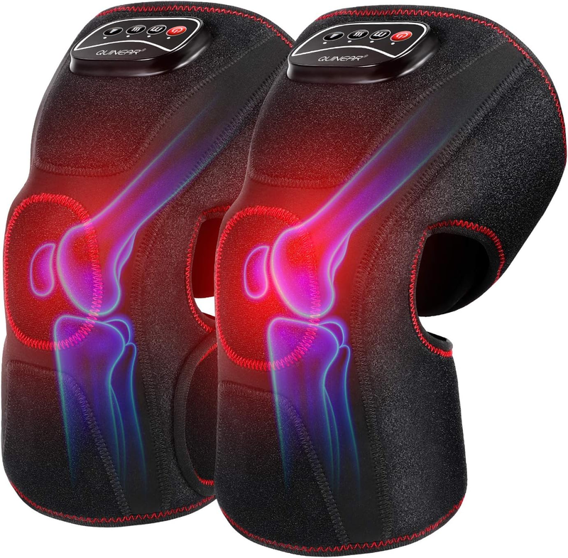 Knee Massager with Heat, Air Compression Leg Knee Brace Wrap for Arthritis Pain Relief Eletric Heating for Joint Pain, Cramps and Circulation 3 Modes & 3 Intensities - FSA or HSA Eligible