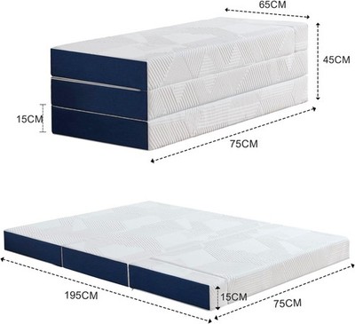 Twirest faltbare Memory Foam Matratze 15 cm mit Kissen, Single bis King