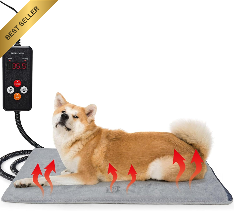 Pet Heating Pad for Cats and Dogs - Electric Warming Mat with Timer & Temperatur