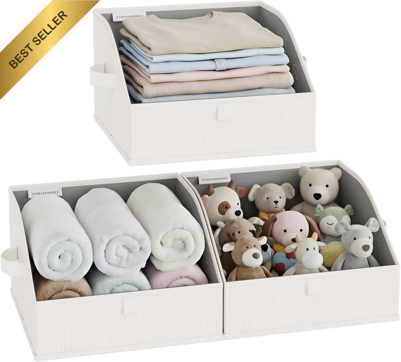 Closet Storage Bins, Trapezoid Storage Box for Shelves, Fabric Closet Bins and O