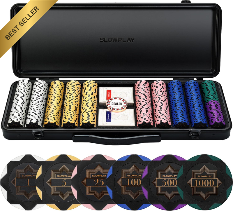 500Pcs 14g Clay Poker Chips Set Numbered with High-End Carrying Case
