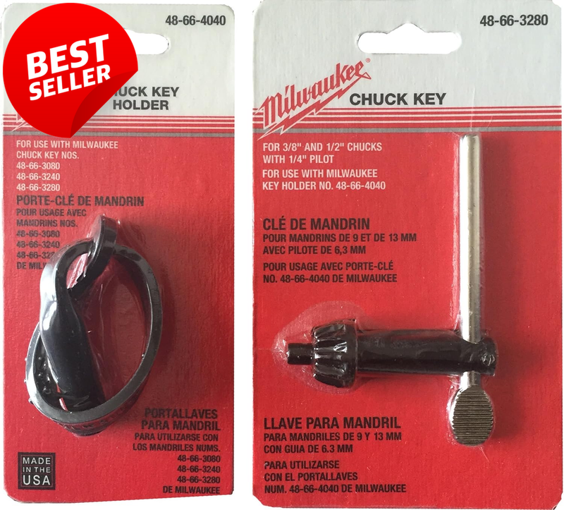 Milwaukee 48-66-3280 Chuck Key with 48-66-4040 Holder 2 Item Bundle - US