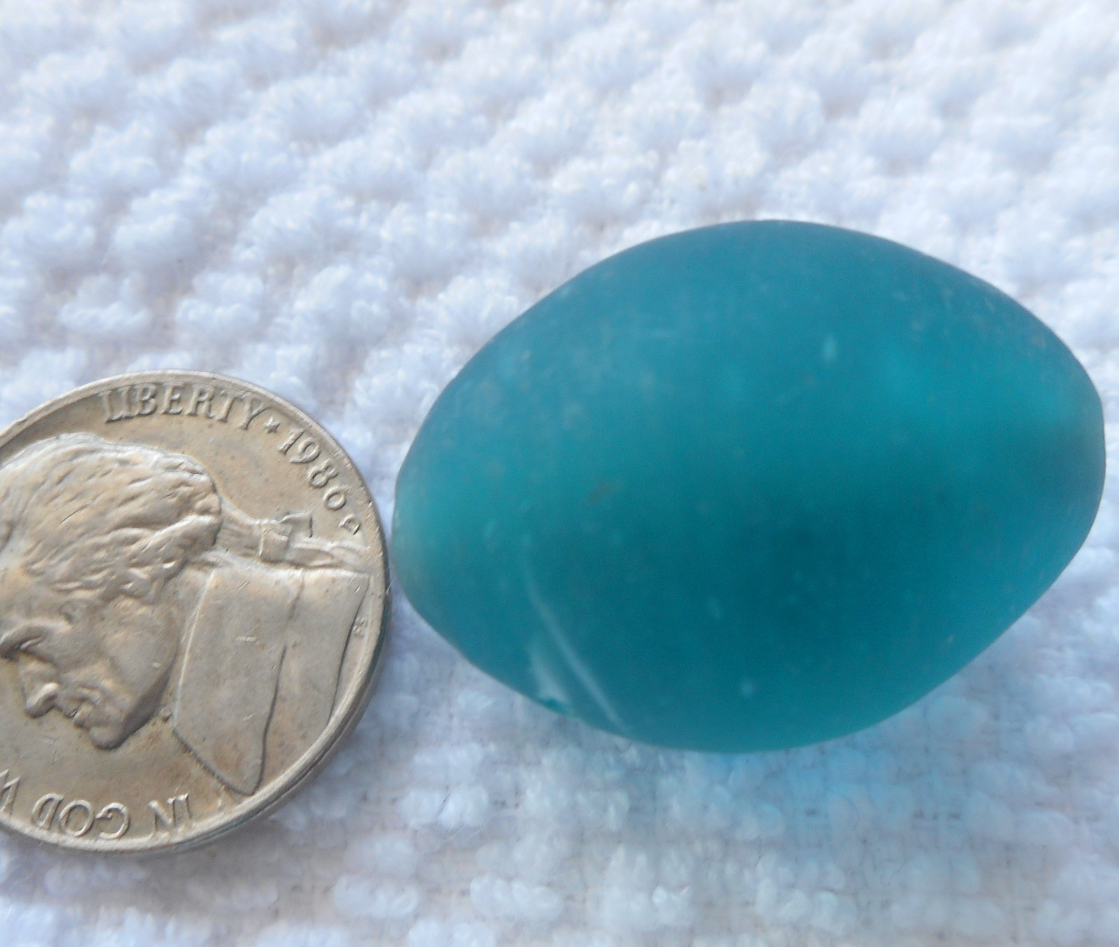 Vtg. rare old blue OVAL DUTCH antique bead 1