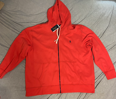 POLO RALPH LAUREN MENS BRAND NEW ZIP UP HOODIE RED 3XB