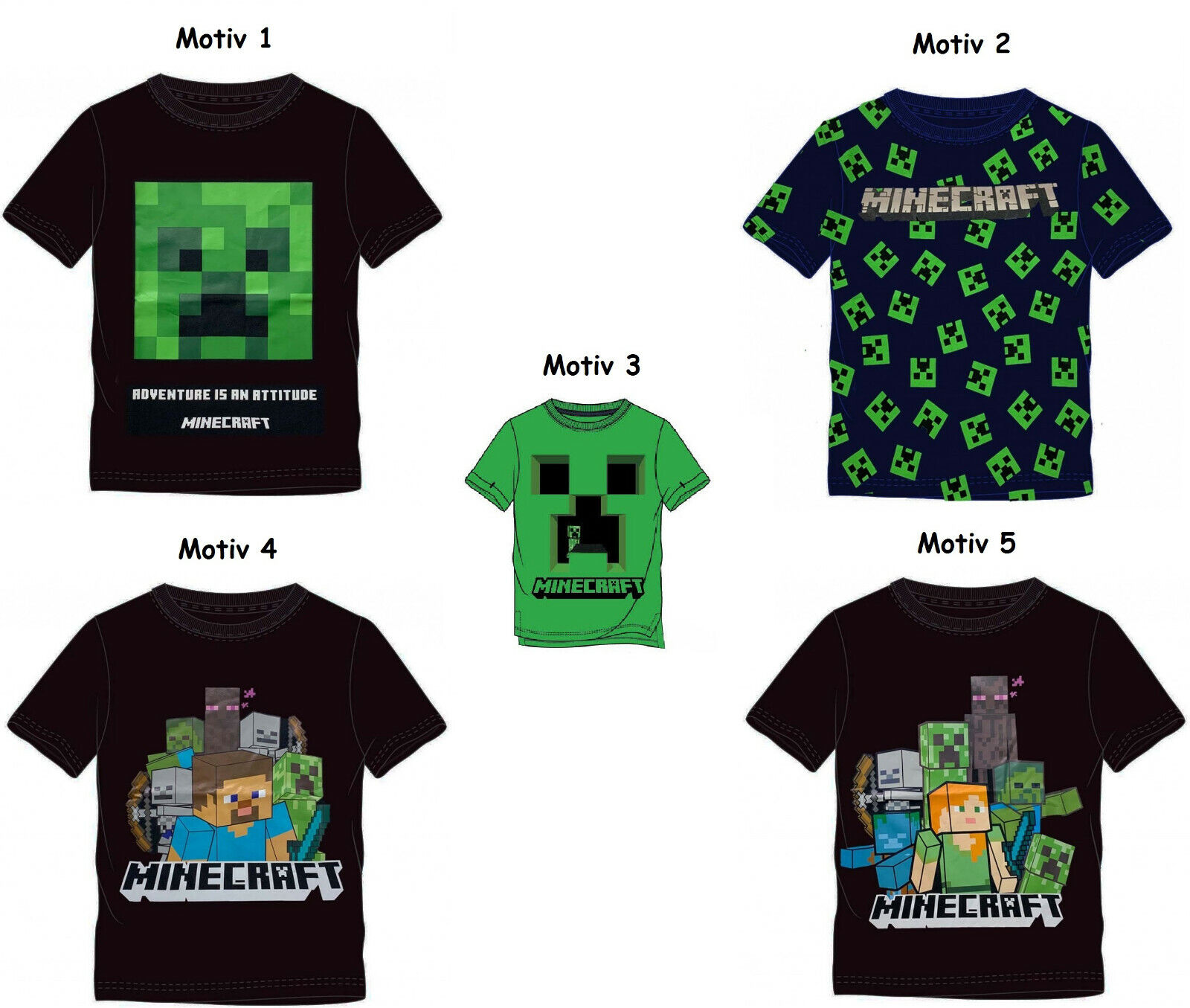 Minecraft T-Shirt Jungen Shirt Sommer kurzarm 116-152 NEU