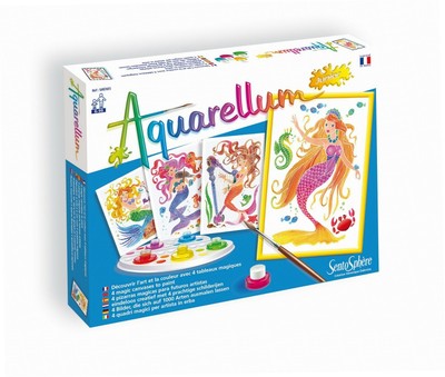 Sentosphere 3900664 - Aquarellum Junior: Meerjungfrauen, Malset, 4 Ausmalbilder