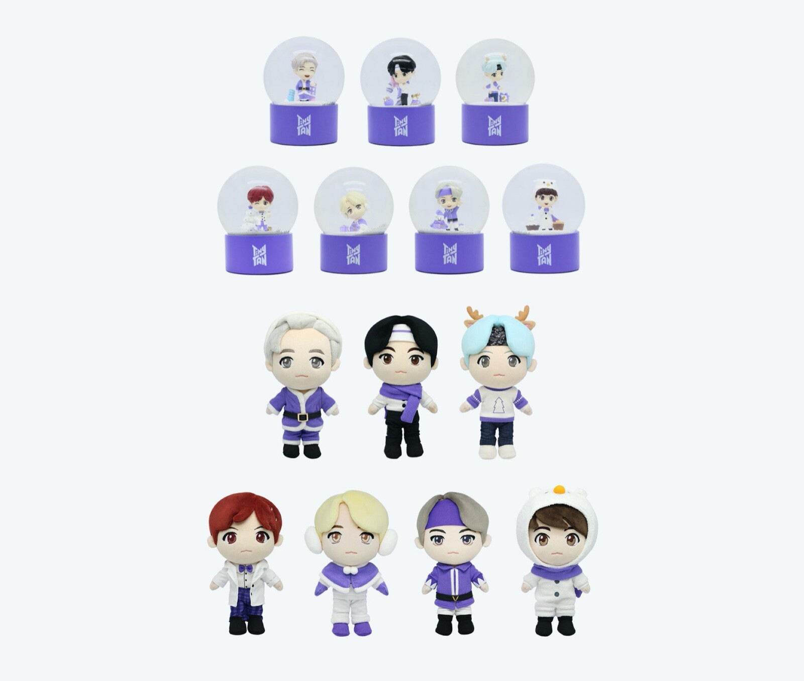 TinyTAN Purple Holidays ぬいぐるみ 4個セット Amazon.com: & You TinyTAN Purple Holidays MP Mascot RM & Jin