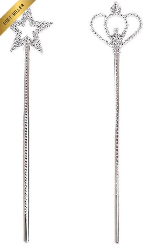 2pc Silver Star Crown Wand Set Princess Fairy Costume Party Prop Toy