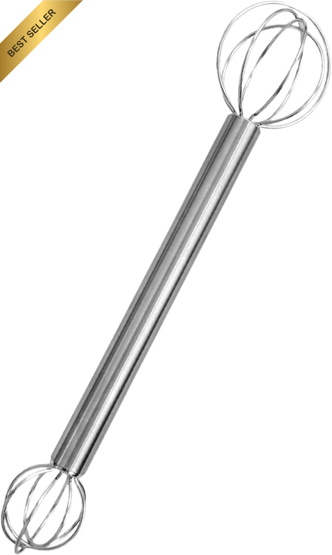 Double-Ended Stainless Steel Whisk, Manual Egg Beater, Ergonomically Designed Ha