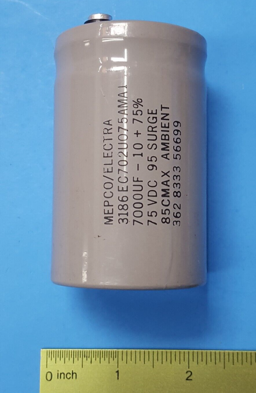 CAPACITOR,3186EC702UO75AMA1,MEPCO/ELECTRA,7000 UF/MF,75 VDC, -10+75 % ,95 SURGE | eBay CAPACITOR,3186EC702UO75AMA1,MEPCO/ELECTRA,7000 UF/MF,75 VDC, -10+75 % ,95 SURGE | eBay