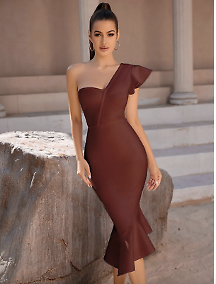 Ruffle Bodycon Dress  Inc Burgundy, Off The Shoulder & White