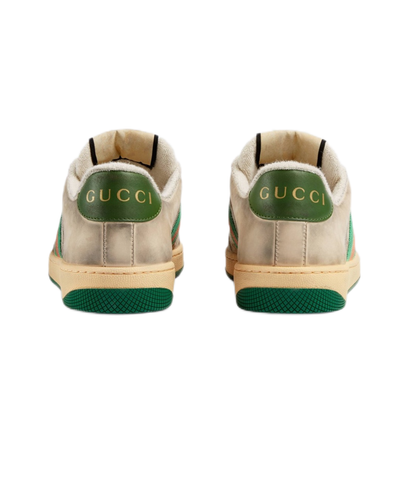 Pre-owned Gucci Screener Collection Gg Enamel Aged Women's Size Casual Board Shoes Green
