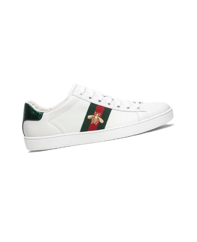 Pre-owned Gucci Ace Bee Embroidery Fashion Board Shoes Womens Size White Green Sneaker