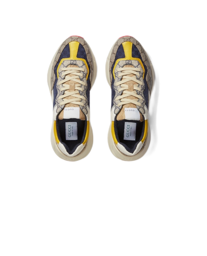 Pre-owned Gucci Rhyton Clunky Sneaker Fashion Height Increasing Shoes Men's White/pink