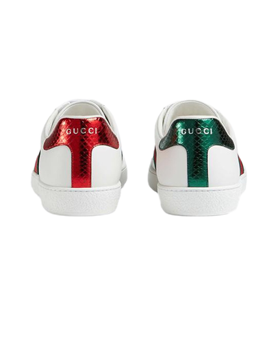Pre-owned Gucci Ace Bee Embroidery Fashion Board Shoes Womens Size White Green Sneaker
