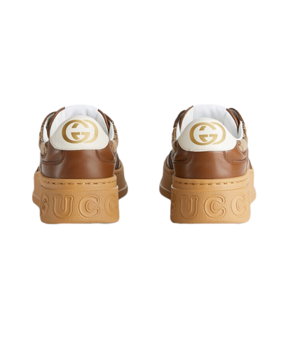 Pre-owned Gucci Chunky B Biscuit Shoes Fashion Thick Sole Heightened Shoe Women's Brown In Silver