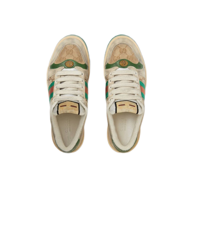 Pre-owned Gucci Screener Collection Gg Enamel Aged Women's Size Casual Board Shoes Green