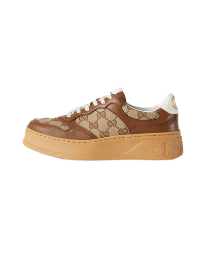 Pre-owned Gucci Chunky B Biscuit Shoes Fashion Thick Sole Heightened Shoe Women's Brown In Silver