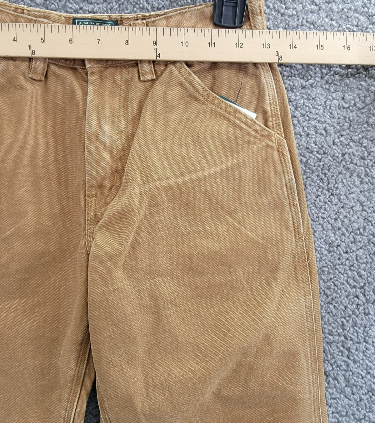 Ralph Lauren Canvas Carpenter Pants Big Boys' 12 Beige Solid Zip Snap Closure - Picture 5 of 19