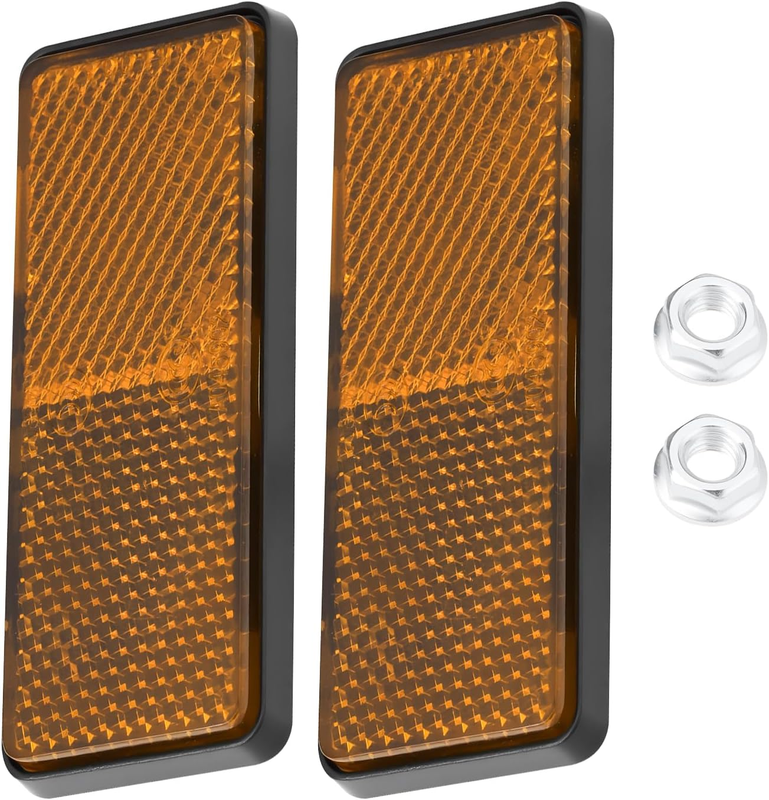 2Pcs Yellow Rear Reflectors 34X89 Mm M6 Mount Compatible with Motorcycle Scooter