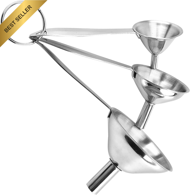 3 in 1 Metal Funnels,Stainless Steel Kitchen Funnel Set,For Transferring Essenti