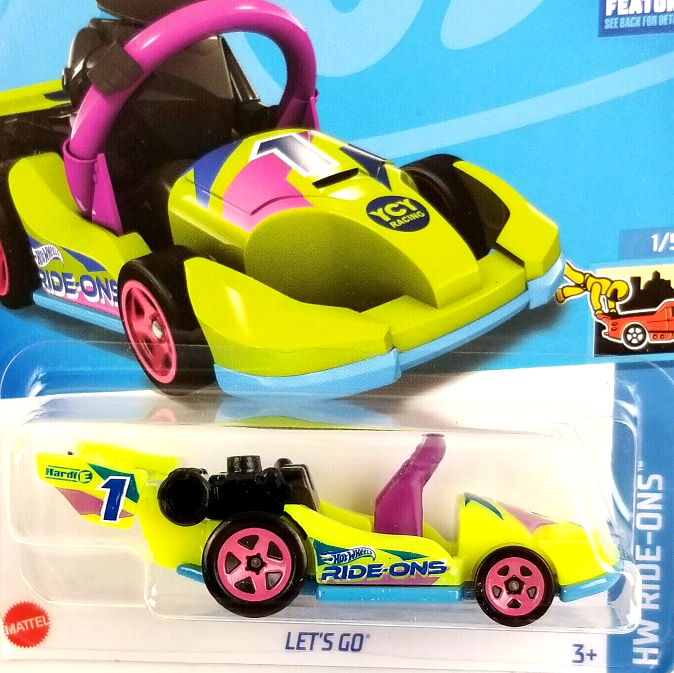 Cars Lets Go Kick Kart Car Green Hw Ride-ons, Mattel